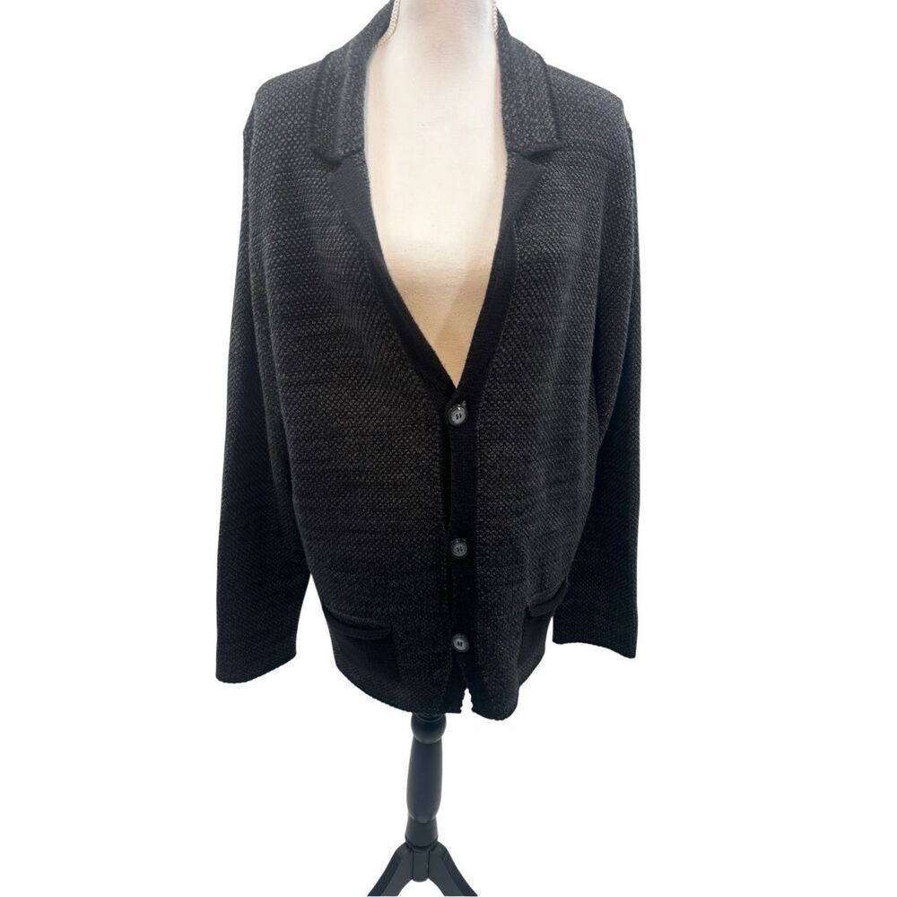 Jimmy Sanders Textured Knit Button-Up Cardigan – 3XL